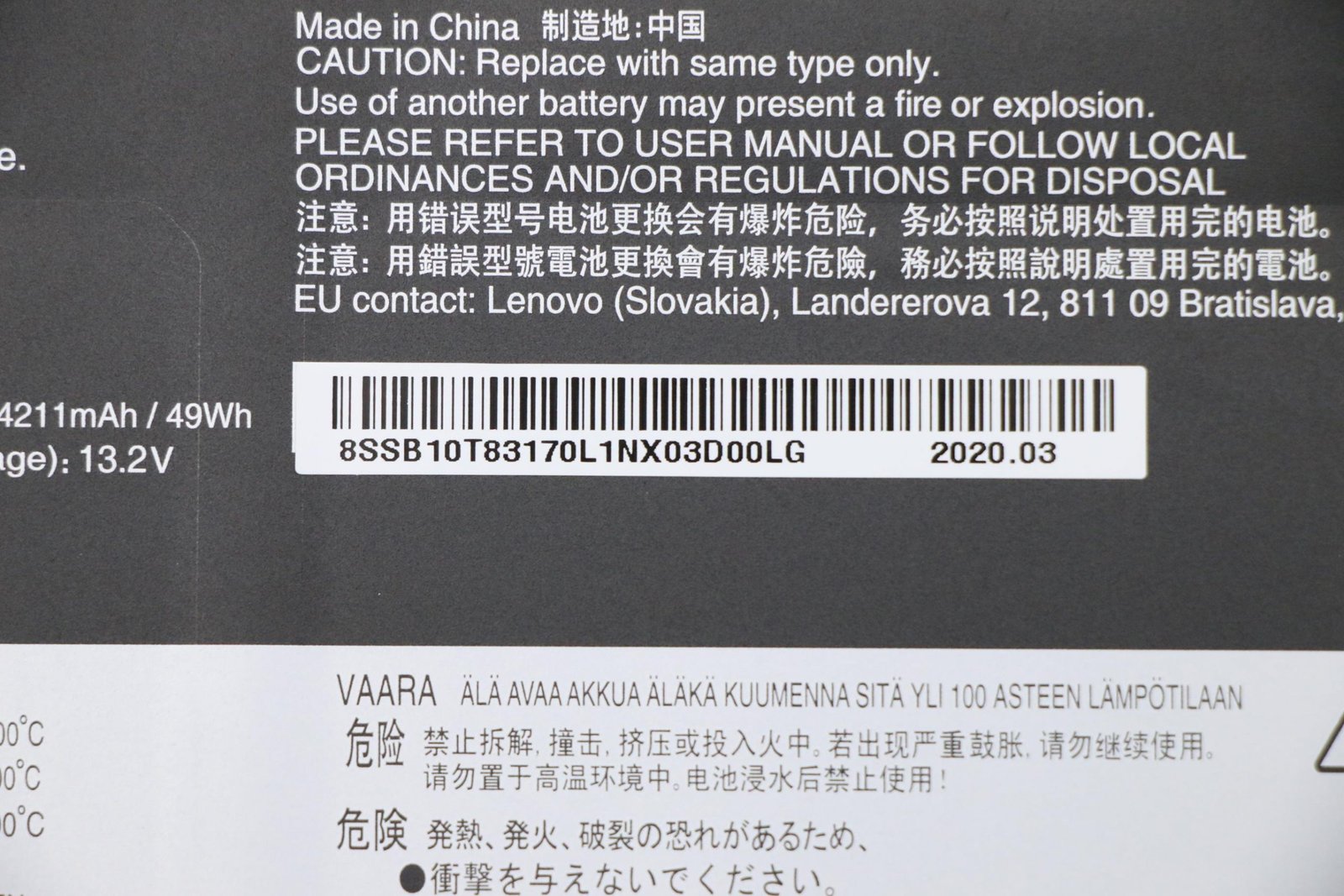 New Genuine Lenovo ThinkPad X390 Yoga 20NQ 50Wh 3Cell Battery 5B10W13927 - Image 2