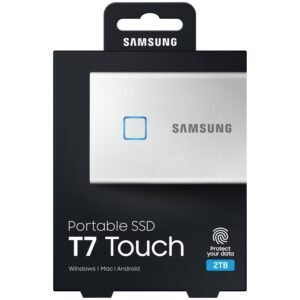 Samsung T7 Touch Portable SSD - 2 TB - USB 3.2 Gen.2 External SSD Metallic Silver (MU-PC2T0S/WW)