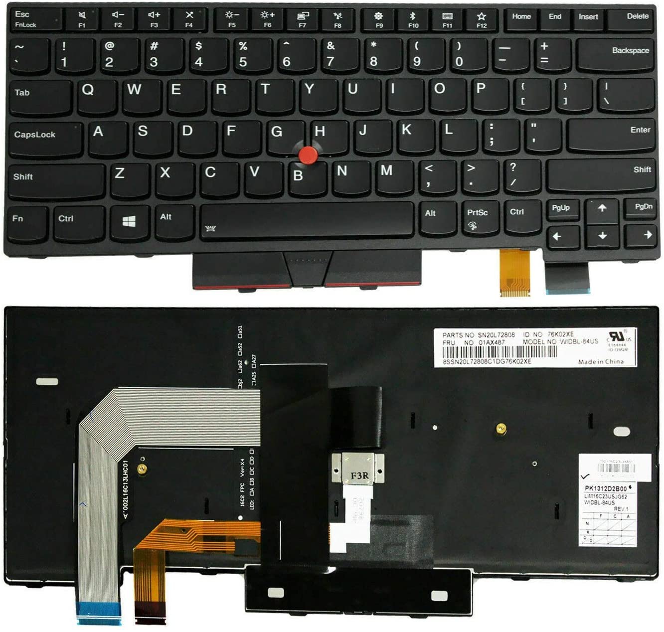 01HX499 01HX459 for Lenovo Thinkpad T480 A485 US Keyboard Backlit