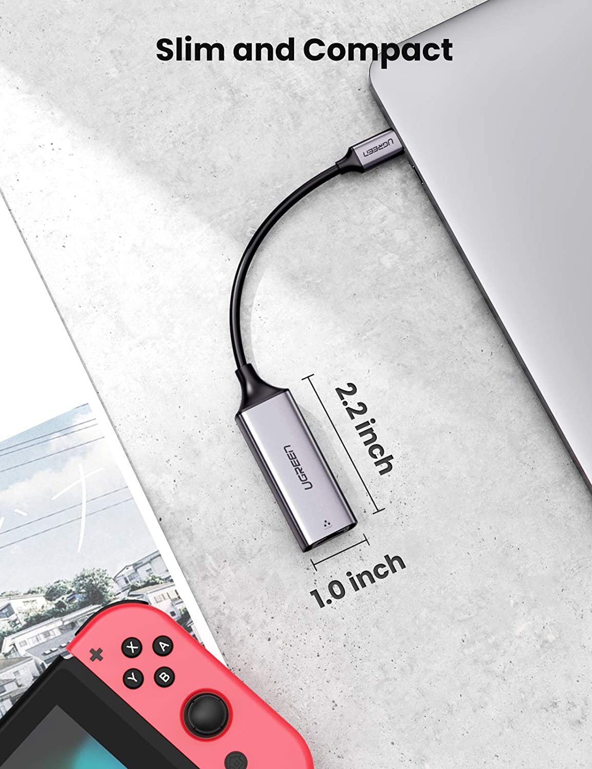 USB C to Ethernet Adapter, Type C to RJ45 Thunderbolt 3 Network LAN Adapter 10 100 Mbps - Image 2