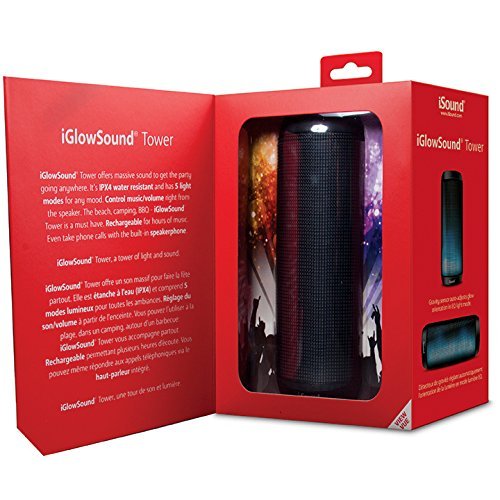 iGlow Sound Tower Water Resistant Glowing Speaker with Big Stereo Sound, Black - Image 2
