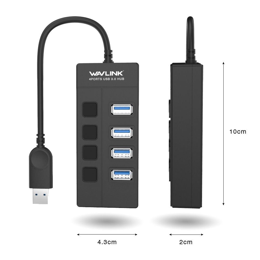 4 Port USB 3.0 Hub,Wavlink USB Hub with Individual Power - Image 2