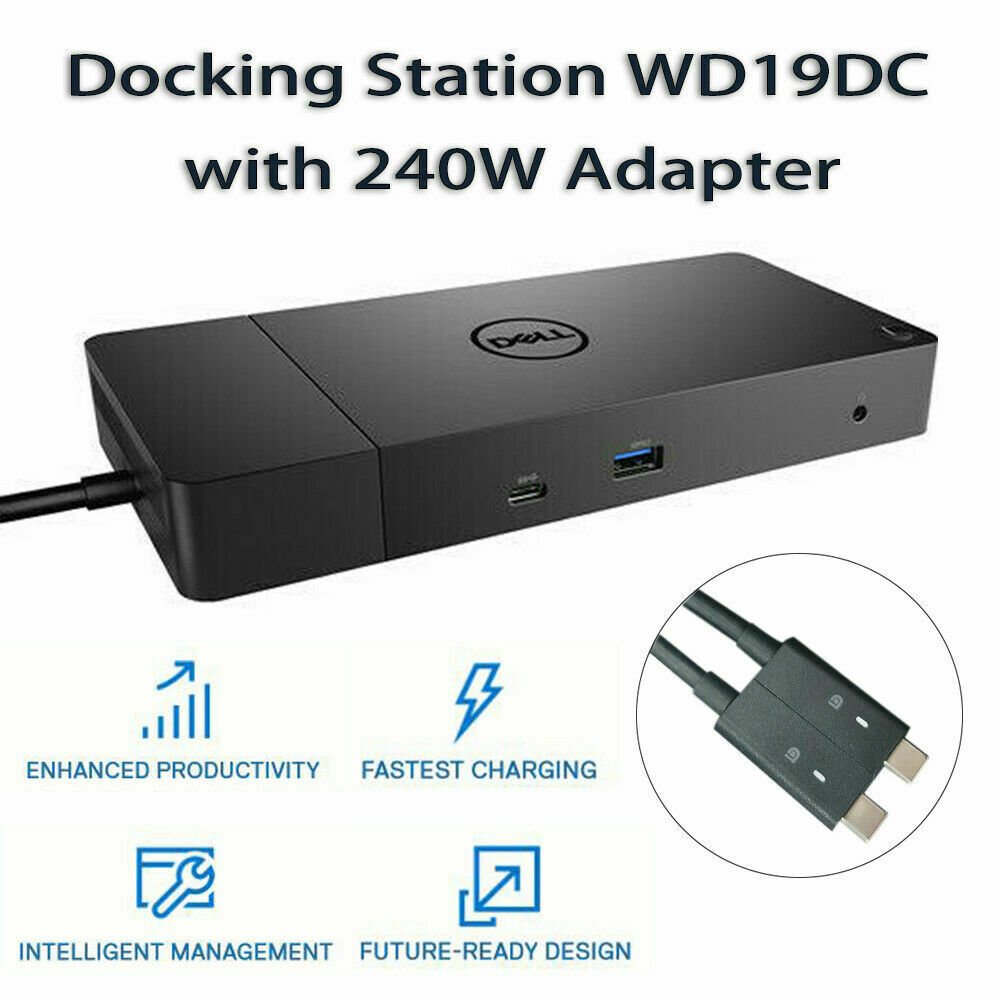 Dell Performance Dock Docking Station 240W Power Adapter WD19DC 0H2T4Y with USB -Type C Connections